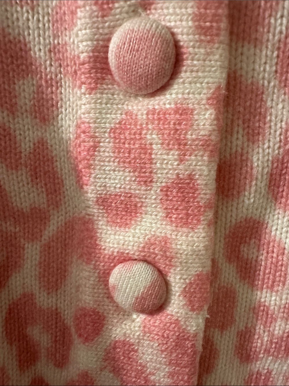 LoveShackFancy Pink and Cream Leopard Print Cardigan - Picture 4 of 6